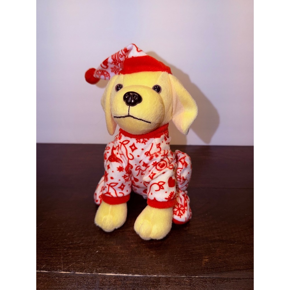 Raising Cane's 2020‎ Collector's Item Holiday Plush Puppy Yellow Lab Pajamas 8"